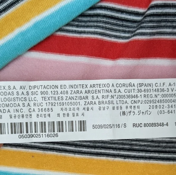 Zara women's multicolored striped tee size small - Picture 5 of 7